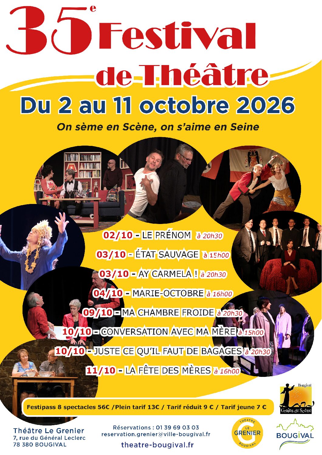 Visuel de l'événement Grains de scène : "35ème FESTIVAL DE THEATRE DE BOUGIVAL"
